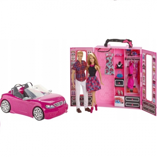 Zestaw Mattel CNC16 Barbie kabriolet i garderoba