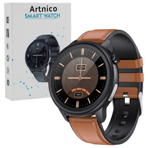 Smartwatch Artnico E80 brązowy skórzany