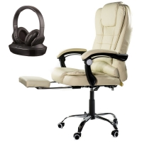 Fotel biurowy Artnico Elgo 2.0 kremowy + słuchawki